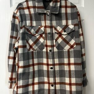 Plaid Button-Up Shirt Jacket